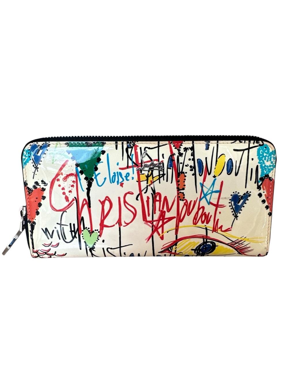 Christian Louboutin Multicolor Graffiti Patent Zip Wallet